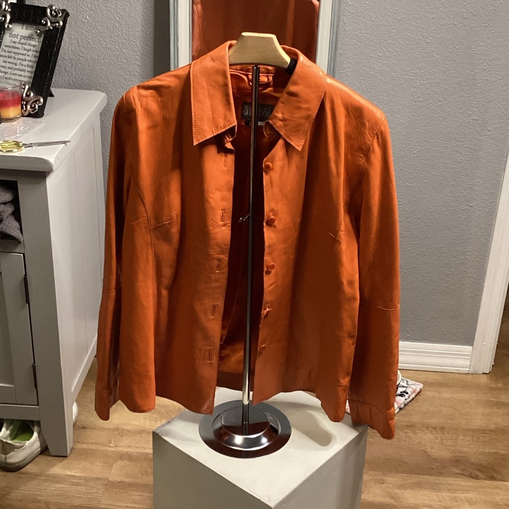 Sale!!! PAR Originaux Pablo - Woman’s Orange Leather Jacket - size L